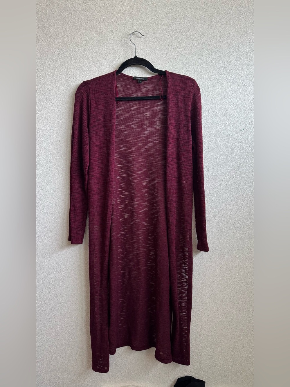 Ambiance Long Open-Front Cardigan - Wine